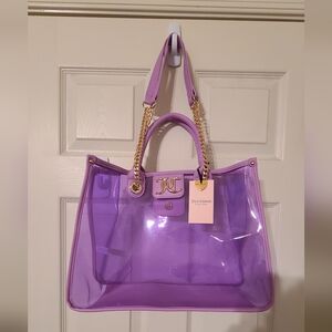 Juicy Couture Lavender Transparent Tote with Gold Chains